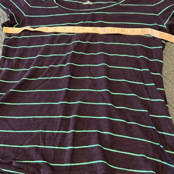 Banana Republic Tee Navy and Green Stripe Size Medium - Picture 3 of 6